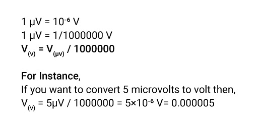 Microvolts To Volts Formula